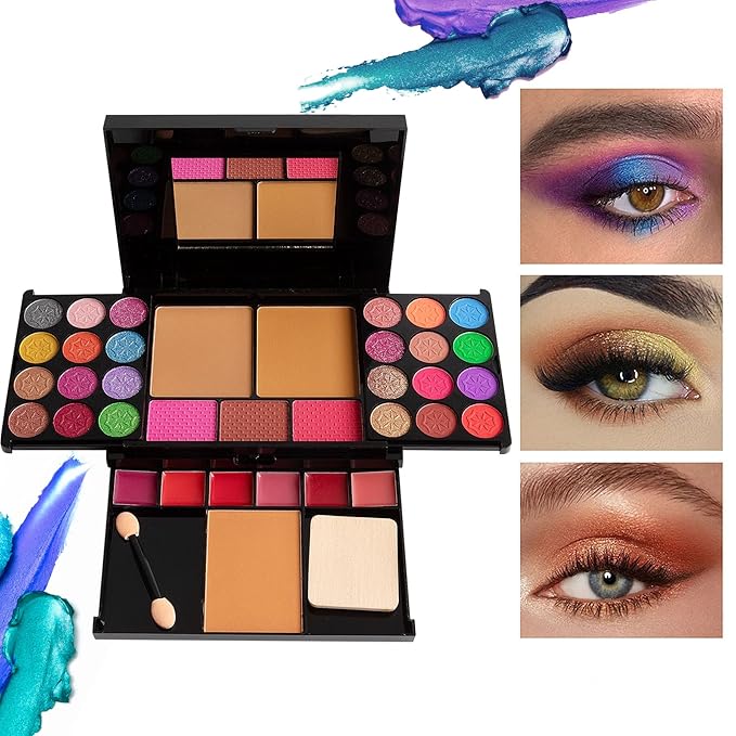 All in One Makeup Kit - 36 Eyeshadow Palette, 28 Lip Gloss, 4 Concealer, 3 Blusher, 1 Highlight & Contour, Bronzer, Glitter Cream, 1 Brush - Face Eye Make Up Set Gift for Beginners And Pros