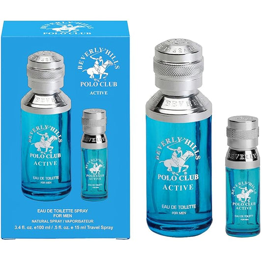 Beverly Hills Polo Club Cologne for Men Bonus Pack Designer Eau De Toilettes 3.4oz + 0.5oz 2 count (Active)