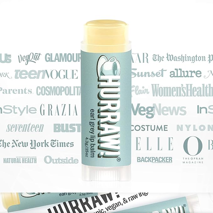 Hurraw! Earl Grey Lip Balm, 3 Pack: Organic, Certified Vegan, Cruelty and Gluten Free. Non-GMO, 100% Natural Ingredients. Bee, Shea, Soy and Palm Free. Made in USA