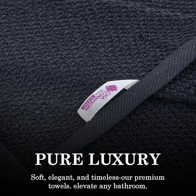 CASA COPENHAGEN Popcorn Textured 4 Pieces Bath Towel Set- Navy Blue, 550 GSM 4 Bath Towel Rough & Tough Use Cotton Towels Gift Set for Bathroom