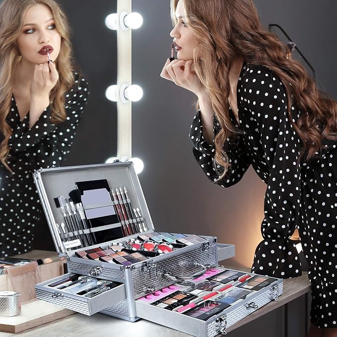All In One Makeup Kit Multi-Purpose Combination Makeup Surprise Gift Set Beauty Full Makeup Essential Starter Kit, Compact and Lightweight Design for Girls Women and Make Up Beginners