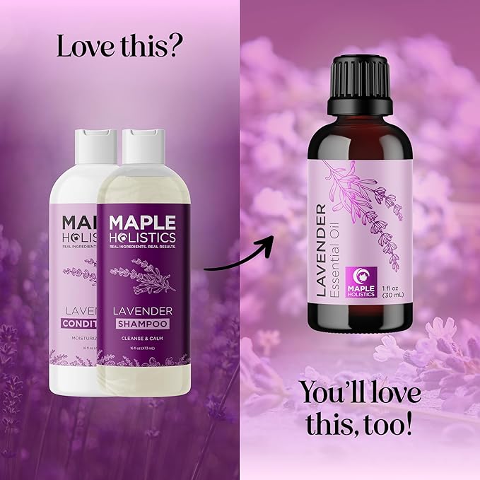 Aromatherapy Lavender Shampoo and Conditioner Set - Paraben and Sulfate Free Shampoo and Conditioner for Women with Chamomile Panthenol Jojoba Oil plus Cleansing and Calming Lavender Essential Oil