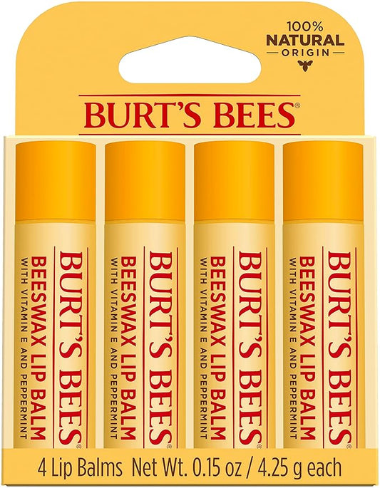 Beeswax Lip Balm Pack by Burts Bees for Unisex - 4 x 0.15 oz Lip Balm