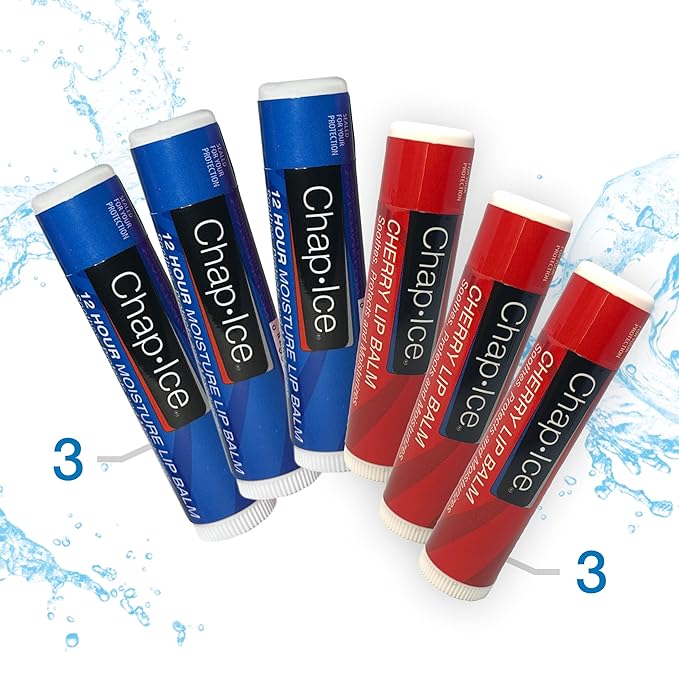 Lip Balm Variety Pack – 6 Sticks (3 Cherry + 3 Moisture SPF 15), Hydrating Lip Care