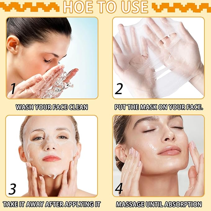 8 Pack Honey Sheets Face Mask Skincare Set,Moisturizing Facial Masks for Men & Women,Hydrating Long Lasting Soft Face Masks Skin Care for All Skin Types