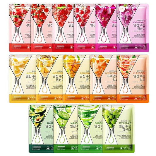 15 Pack Variety Facial Sheet Masks Skin Care Set, Hydrating Bulk Sheet Face Masks Skincare Gifts Set for Women Men, Long Lasting Moisturizing Face Mask Skincare for All Skin Type（05)