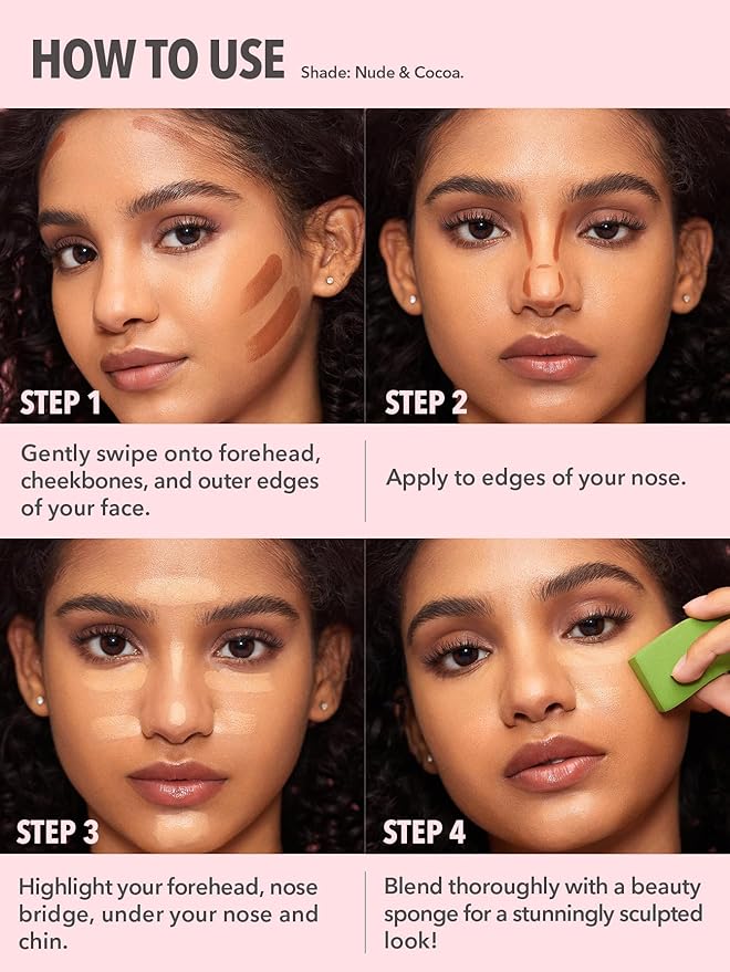 SHEGLAM 2 In 1 Dual Head Cream Contour Highlighter Stick Highly Pigmented Face Bronzer Makeup - Mocha & Champagne