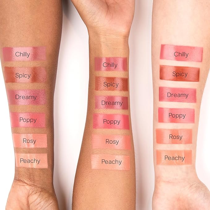 Saie Dew Blush - Lightweight Liquid Blush with a Blendable + Buildable Cream Finish - Dewy Cheek Tint with Doe Foot Wand Makeup Applicator - Bright Berry Blush - Dreamy (.40 oz)