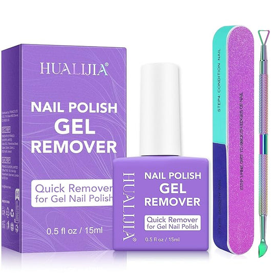 Gel Nail Polish Remover Kit, Gel Polish Remover for Nails - Quickily and Easily Removes Gel Nail Polish at Home in 2-5 Mins - No Need for Foil, Soaking or Wrapping,15ml