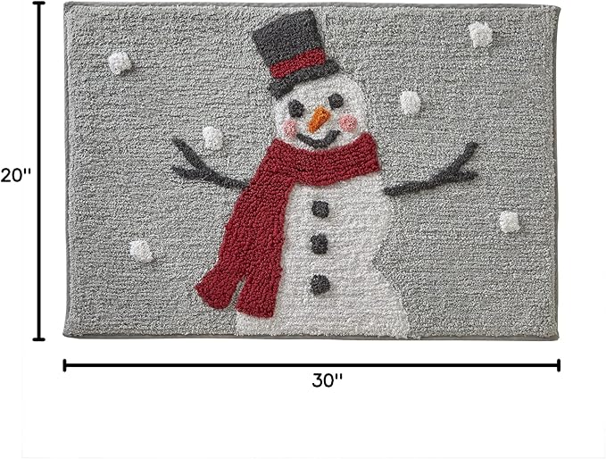 SKL Home Christmas/Winter Whistler Snowman Rug for Bath/Kitchen & Gift, Gray