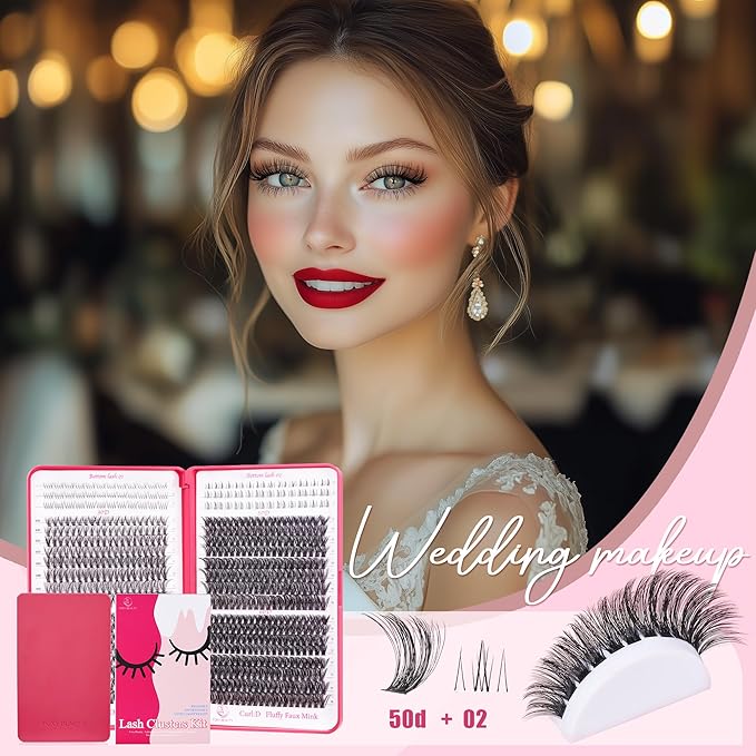 Lash Clusters - Lash Clusters with Bottom Lashes Lash Clusters 30D40D50D60D Fluffy Wispy EyeLash Clusters D Curl No Adhesives Included