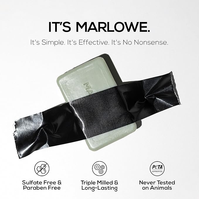 MARLOWE. No. 108 Lightly Exfoliating Soap Bar, 7oz, Polishing, Moisturizing & Cleansing Bar Soap for Men, Made with Natural Ingredients