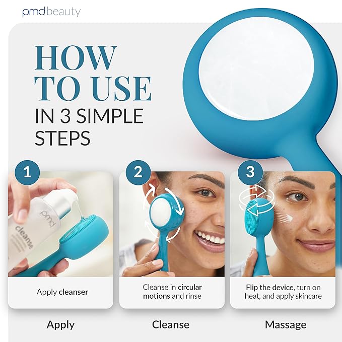 PMD Beauty Clean Pro Jade - Smart Facial Cleansing Device with Silicone Brush & Jade Gemstone ActiveWarmth Anti-Aging Massager - Waterproof - SonicGlow Vibration - Clear Pores & Blackheads