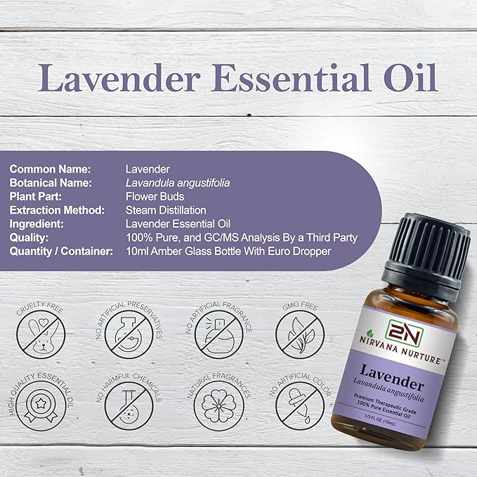 Lavender Essential Oil 100% Pure Premium Therapeutic Grade, Undiluted - Aromatherapy Diffuser for Calm and Relaxation, Skin Care, Hair Care