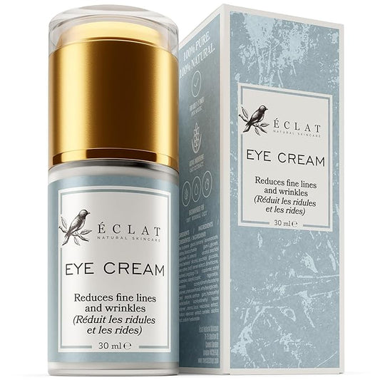 Eclat Skincare Under Eye Cream for Dark Circles & Puffiness – Anti Aging Formula for Wrinkles - Moisturizer for Fine Lines, Crows Feet & Eye Bags – Hydrating Treatment for Firming & Smoothing - 30ml