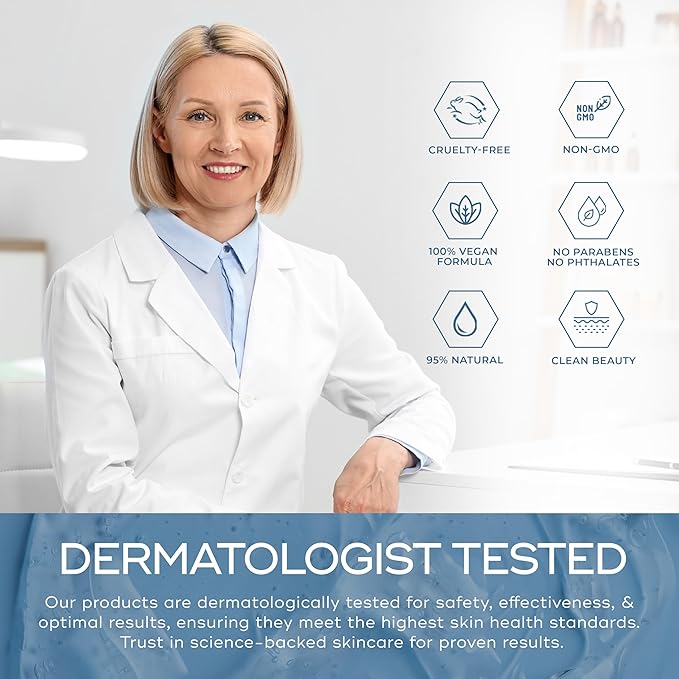 Hyaluronic Acid Serum for Face - Dermatologist Tested - with Collagen for Anti-Aging, Ultra Hydrating, Fine Lines, Wrinkles & Acne Scar Treatment - Clean Beauty, Korean Skincare