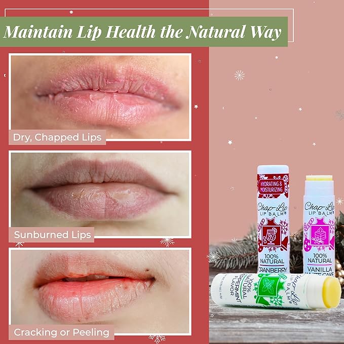 100% Natural Lip Balm Set - Beeswax Natural Christmas Gifts for Her - Ideal Gift for Women - Lip Moisturizer for Dry Lips, Cocoa Butter - Petroleum Free Pack of 8