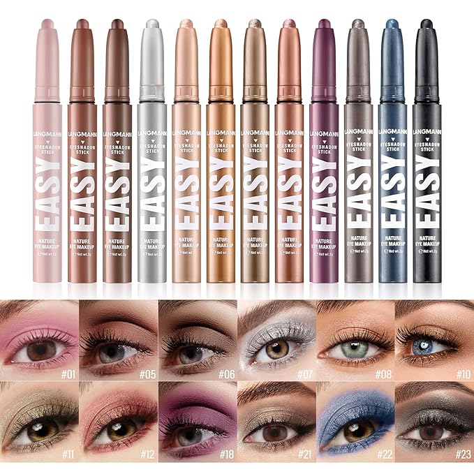 Jolilab Eyeshadow Stick Set, 8 Colors Matte Professional Bright-Colored Contouring and Highlight Stick, Cream Waterproof Long Lasting High Pigmented Eye Shadow. (2, 18-21)