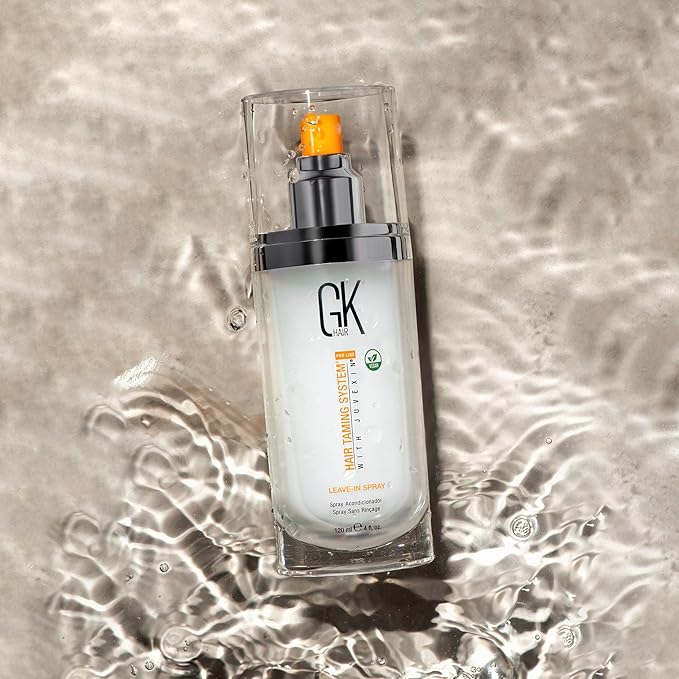 GK HAIR Global Keratin Leave-In Conditioner Detangler Spray 120 ml - For Dry, Damaged and Frizzy Hair Protection With Organic Natural Oil Strength & Shine | Hydrating Smoothing Styler