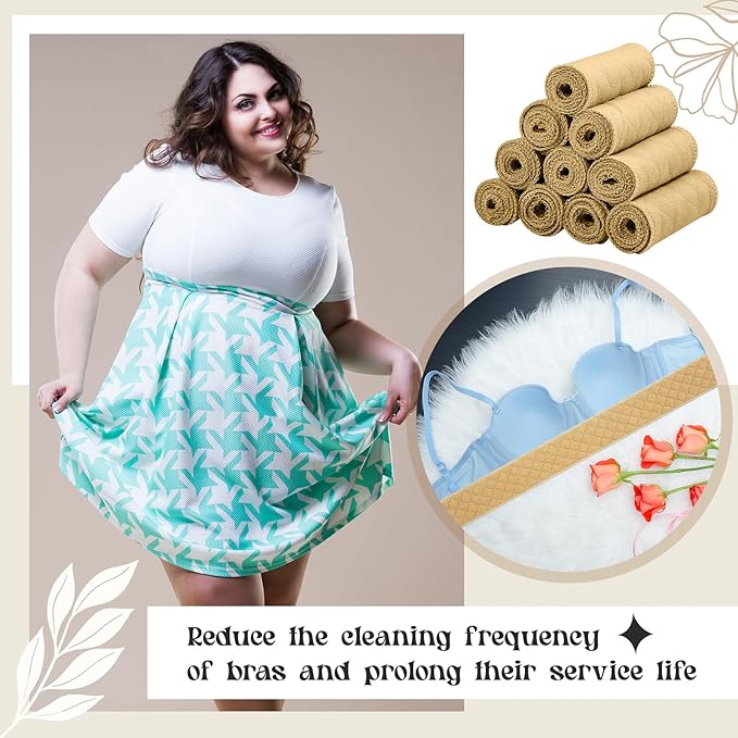 Toulite 10 Pcs Cotton Bra Liners 3 Layer Rectangle Under Bra Pads Sweat Liners for Women Sweating Supplies