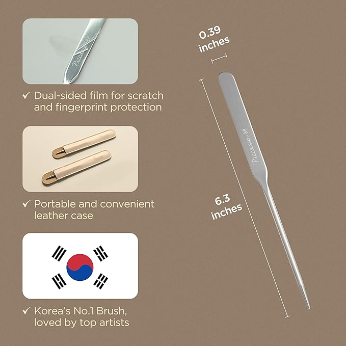 Korean Piccasso Brush Makeup Spatula + Sponge 2P Set – Professional Makeup Tools with Precision Spatula and 2 Soft Sponges, Ideal for Blending Foundation, Cream, or Liquid Makeup