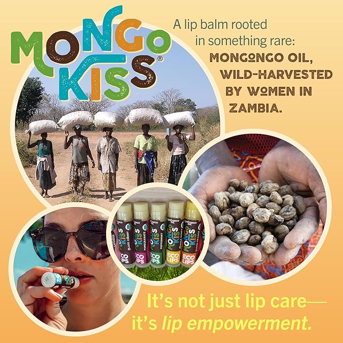 Eco Lips Mongo Kiss 4 Pack Lip Balm - Strawberry Lavender & Coconut Variety - 100% Natural and Made in USA
