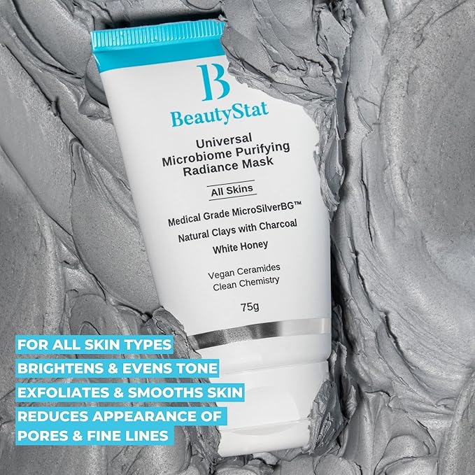 BeautyStat Universal Microbiome Purifying Radiance Mask, Cleansing Mask to Help Dimish Appearance of Pores + Purify Skin with Natural Clays (2.5 oz)