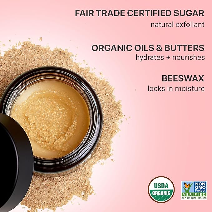 Organic Lip Scrub Berry - Lip Scrubs Exfoliator & Moisturizer, Lip Exfoliator Scrub, Sugar Lip Scrubs, Lip Sugar Scrub, Lip Care Products for Chapped Lips, Lip Scrubber, Lip Moisturizer for Dry Lips