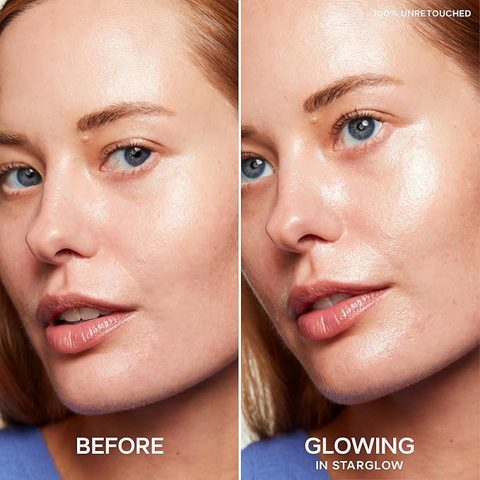 Saie Glowy Super Gel Lightweight Illuminator - Luminizer and Makeup Primer for Glowing Skin - Enriched with Vitamin C + Hydrating Squalane Oil - Wear Alone or Under Makeup - Starglow (1 oz)