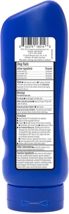 Solimo Sunscreen Lotion, No Octinoxate/Oxybenzone, Unscented, 8 fl oz, 6-Pack