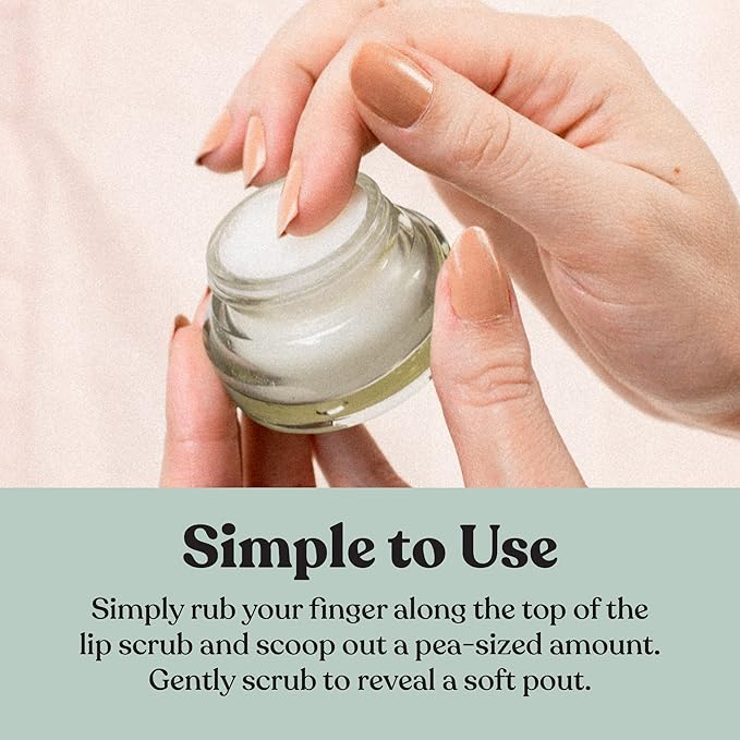 Poppy & Pout Natural Lip Scrub, Moisturizing Sugar Scrub for Dry Lips, Lip Scrubber Exfoliator with Essential Oils Smooths and Hydrates Lips, In Recyclable Glass Jars, Cruelty Free - Sweet Mint
