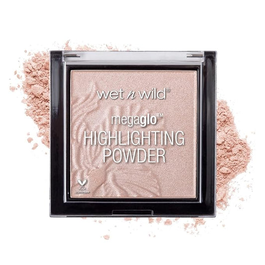 wet n wild MegaGlo Highlighting Powder, Highlighter Makeup, Shimmer Glow, Pink Rose Gold Blossom Glow