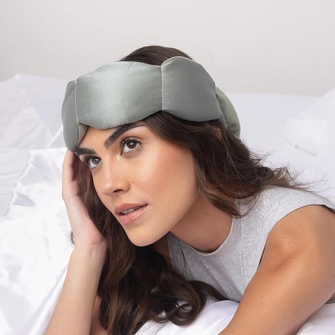 Nodpod Gentle Pressure Silk Sleep Mask | Patented Light Blocking Design for Sleeping, Travel & Relaxation | Bead Filled, Machine Washable (Willow)