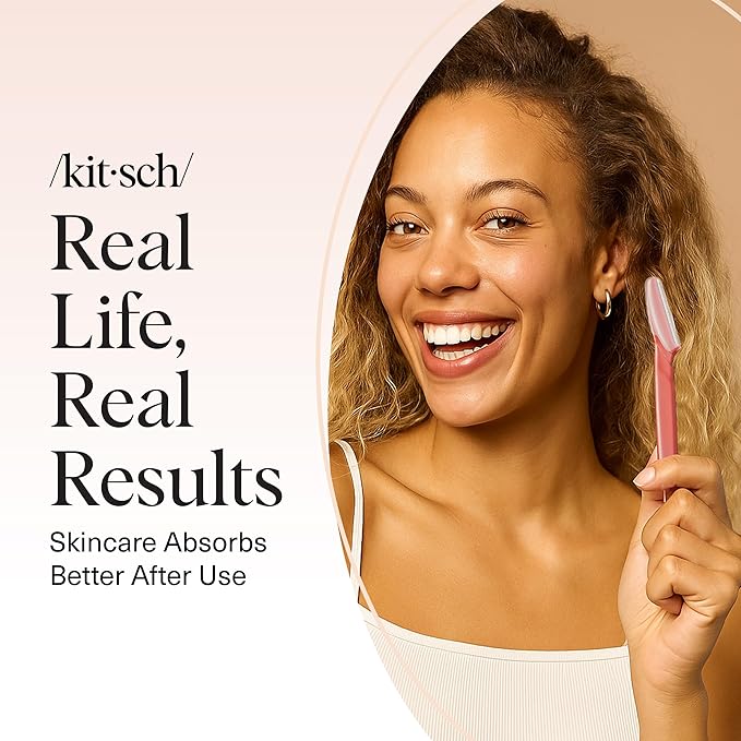 Kitsch Dermaplane Razor for Women Face - Face Razors for Women and Men - Eyebrow Trimmer, Shaver, Recycled Plastic Dermaplaning and Skin Care Tool - Coral, 6 pcs