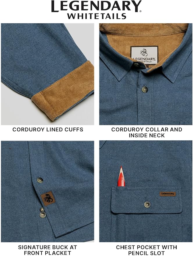 Legendary Whitetails Men's Flannel Shirt Long Sleeve Button Down 100% Cotton