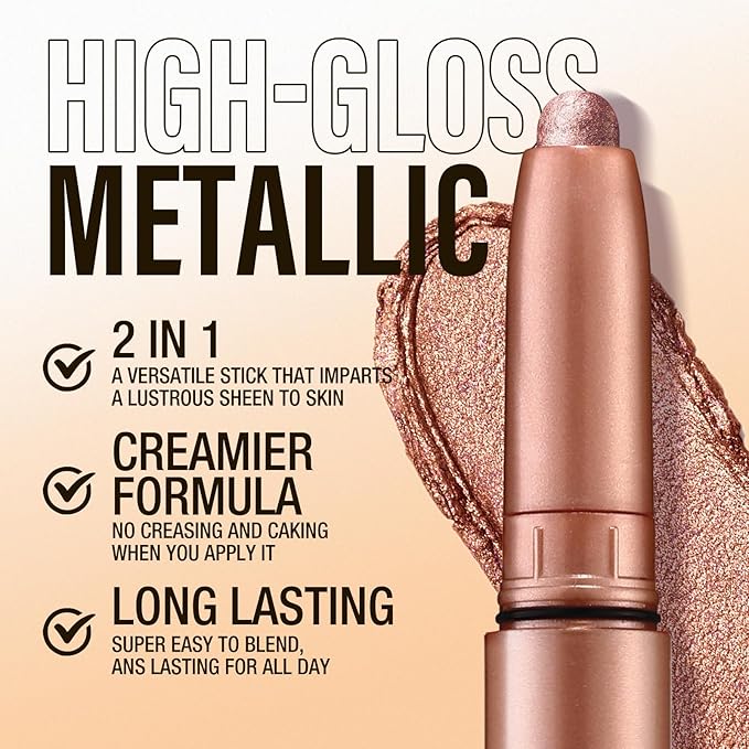 Jolilab Eyeshadow Stick Set, 2 PCS Matte Professional Bright-Colored Contouring and Highlight Stick, Cream Waterproof Long Lasting High Pigmented Eye Shadow. (2, 01+23 2pcs)