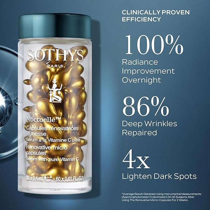 SOTHYS Renovative Micro-Capsules - Vitamin C Serum for Face | Vegan Capsules | Anti-Aging, Dark Spot | Night Treatment | 60 x .01 Fl Oz