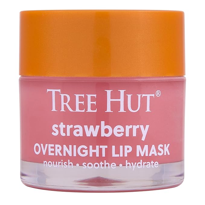 Tree Hut Strawberry Overnight Lip Mask | Leave on Overnight & Wake up to Soft, Hydrated Lips | Elevate your Self Care Routine | .6 oz.