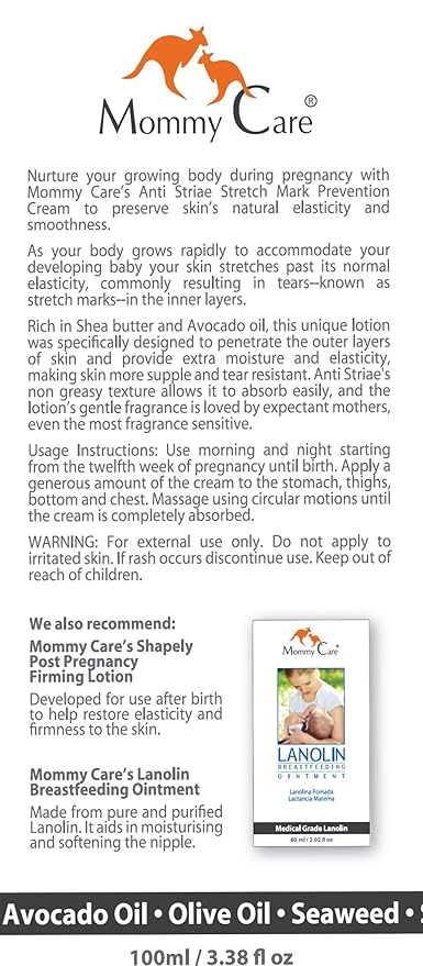 Stretch Mark Remover for Pregnancy, Anti Striae - Anti Stretch Marks, All Natural Organic Maternity Stretch Mark Prevention Lotion with Shea Butter Avocado and Olive Oil