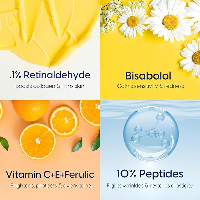 Strive Apex Skin Care Set - Advanced Anti Aging - Fragrance Free, All Skin Types, Fights Dark Circles Dull Skin - Peptides, Retinal, Vitamin C, Niacinamide (Face Wash, Scrub, Moisturizer, Serum)