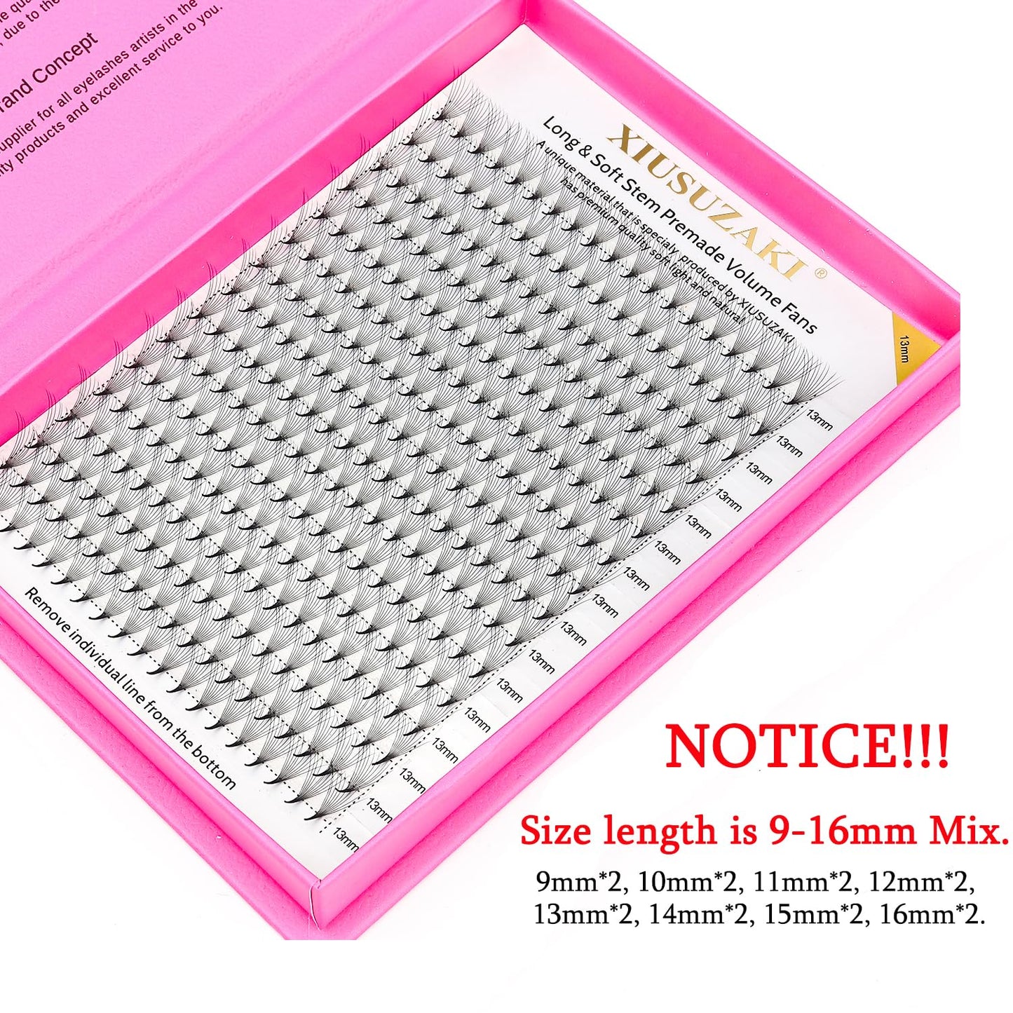 Premade Fans Eyelash Extensions 16D Volume Lash Extensions 0.03 Thickness Eyelash Extension D Curl Premade Lash Fans Mix 9-16mm Fluffy Soft Handmade Lash Fan(16D-0.03-D,9-16mm)