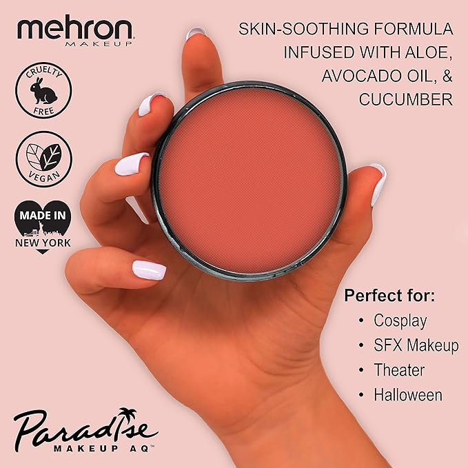 Mehron Makeup Paradise Makeup AQ Pro Size | Stage & Screen Performance, Face & Body Painting, Beauty, Cosplay, and Halloween | Water Activated Face Paint, Body Paint 1.4 oz (40 g) - Coral