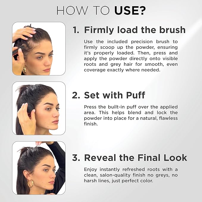 THICK FIBER Root Touch Up Powder - Water & Sweat Resistant Hair Loss Concealer Set for Thinning Hair Women, Includes Brush (Black)