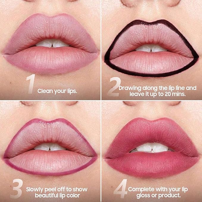 Peel Off Lip Liner Stain - Non-Stick Cup Lip Comfortable Vivid Color Peel Lip Stain Transfer-Proof & Long - Wear, Create Beauty & Charming Lip Makeup For All Skin Types with All-Day (#01 Nude)