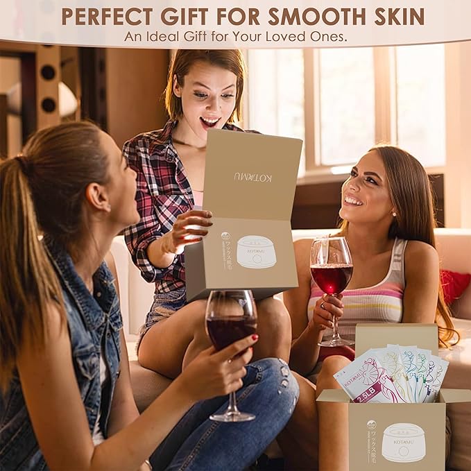KOTAMU Waxing Kit for Women & Men, Professional Wax Warmer for Hair Removal with Silicone Pot, Wax Kit for Coarse Thick Fine Fuzzy Hair & Sensitive Skin, Waxing Warmer for Home Salon Use