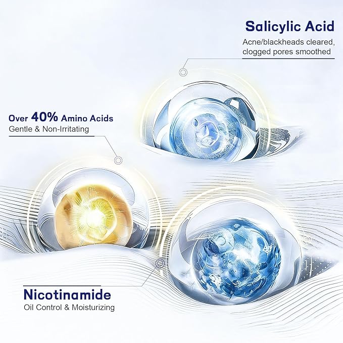 Z:SEA Foaming Face Wash for Men (5.29 Ounce) - Amino Acid & Salicylic Acid Formula with Dual Seaweed, Gentle Cleanser to Control Oil & Fight Acne