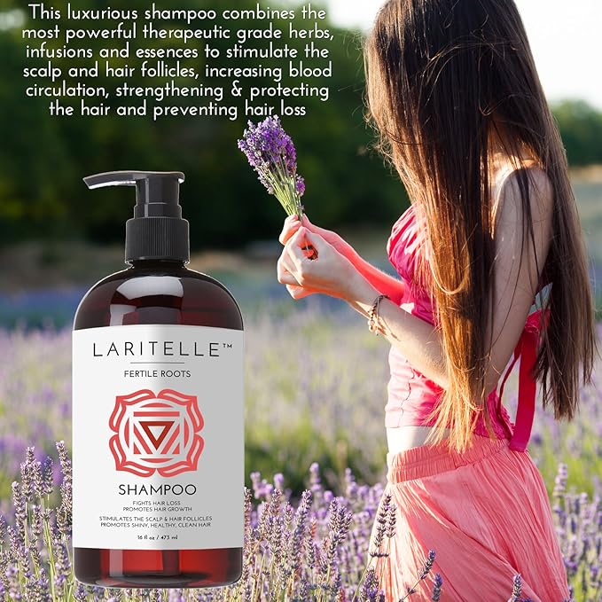 Organic Hair Growth Shampoo 17.5 oz – Fortifying & Strengthening with Ayurvedic Herbs, Lavender, Ginger, Rosemary, Patchouli, Clove – Reduces Shedding, Promotes Growth – Vegan, Made in USA
