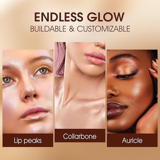 URQT Highly Pigmented Liquid Contour Highlighter - Built-in Sponge Tip Sculpted Complexion Wand Contour Non-Greasy Long Lasting Natural Weightless Buildable Highlighters Contour Contouring Bronzer (#01 ROSE QUARTZ)