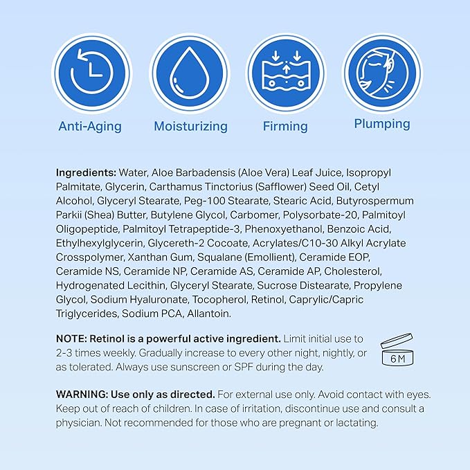 HYDRONOVA Anti-Aging Moisturizer Face Cream and Tighten and Lift Neck Cream - Facial Moisturizer for Women - Skin-Firming Wrinkle Formula with Retinol - PM Moisturizer for Face, Neck and Décolleté