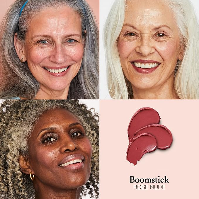 BOOM Beauty Boom Stick Rose Nude: 3-in-1 Cream Blush Stick for Eyes, Lips & Cheek, Long-Wearing Blendable & Building Color Vegan Lipstick for All Skin